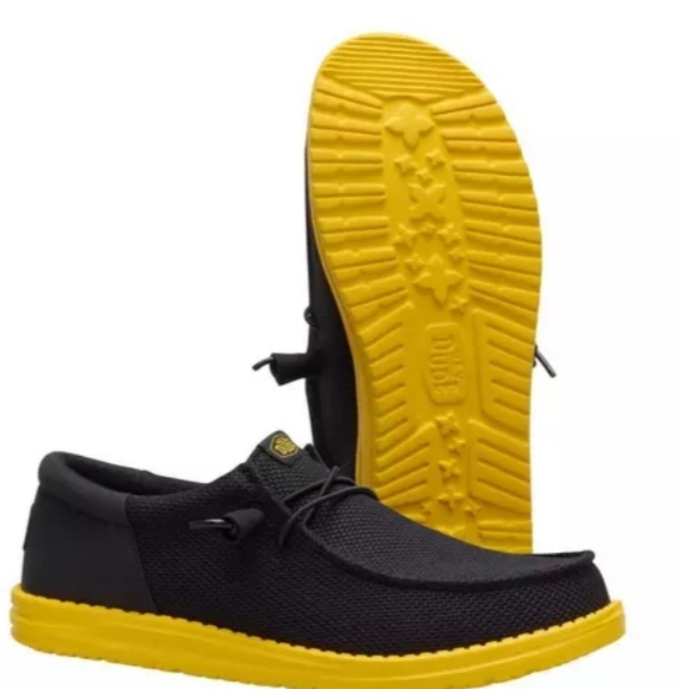 Hey Dude Black and Yellow Loafers